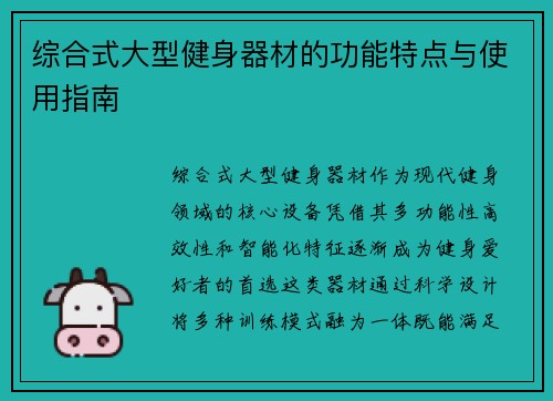 综合式大型健身器材的功能特点与使用指南